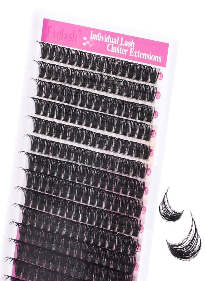 FADLASH Cluster Lashes D Curl Wispy Individual Lashes DIY Eyelash Extension Natural Look Reusable Fluffy Cluster Eyelash Extensions Self Application At Home (100D-0.07D-12-18MIX) - Image 1